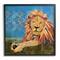 Stupell Industries Safari Lion Abstract Shape Collage Blue Orange Framed Wall Art